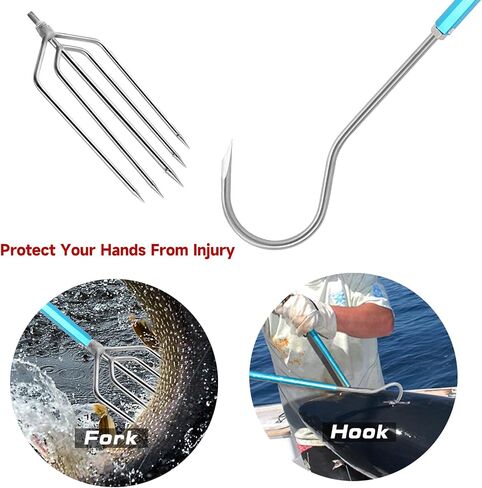 SANLIKE Telescopic Fish Gaff with Stainless Sea Fishing Spear Hook Tackle, Soft Handle Aluminium Alloy Pole for Saltwater Offshore Ice Tool in Saudi Arabia