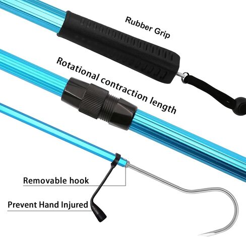 SANLIKE Telescopic Fish Gaff with Stainless Sea Fishing Spear Hook Tackle, Soft Handle Aluminium Alloy Pole for Saltwater Offshore Ice Tool in Saudi Arabia