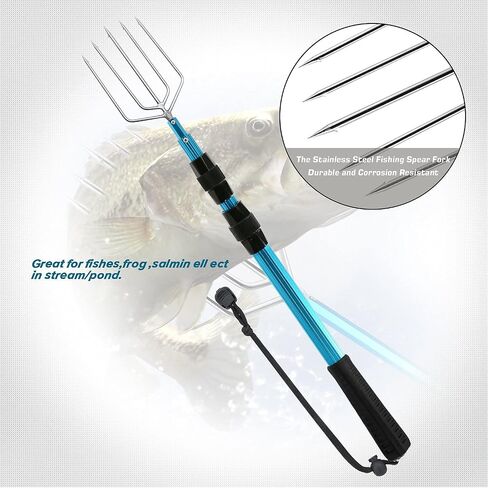 SANLIKE Telescopic Fish Gaff with Stainless Sea Fishing Spear Hook Tackle, Soft Handle Aluminium Alloy Pole for Saltwater Offshore Ice Tool in Saudi Arabia