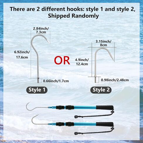 SANLIKE Telescopic Fish Gaff with Stainless Sea Fishing Spear Hook Tackle, Soft Handle Aluminium Alloy Pole for Saltwater Offshore Ice Tool in Saudi Arabia