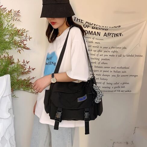 Kawaii Crossbody Bag Large Capacity Backpack Aesthetic Backpack Cute Casual Travel Mochilas Daypacks (black) in Saudi Arabia