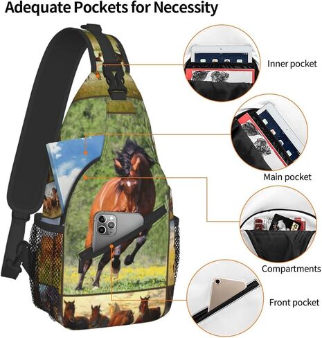 GAGADUCK الحصان السفر المشي لمسافات طويلة عادية Daypack Crossbody حقيبة ظهر ذات حمالة الكتف حقيبة صدر للرجال للرجال النساء الرياضة تسلق تشغيل in Saudi Arabia