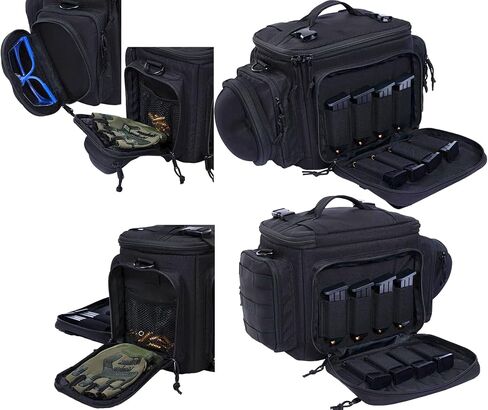 ADUSASA Gun range bag Can hold 4 full size Pistols 16 Magazine slots Pistol gun range bag for Shooting Training in Saudi Arabia