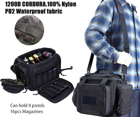ADUSASA Gun range bag Can hold 4 full size Pistols 16 Magazine slots Pistol gun range bag for Shooting Training in Saudi Arabia