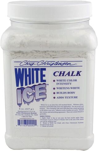 Chris Christensen White Ice Chalk, Dog Cosmetics, Groom Like a Professional, Natural Look, Easy to Apply and Blend, Does Not Contain Bleach or Peroxide, Made in The USA, 8 oz in Saudi Arabia