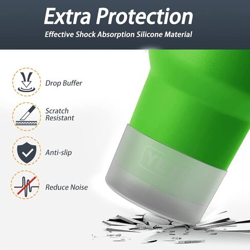 قطعتان من أحذية السيليكون الواقية لأكواب يتي رامبلر 20 أونصة/25 أونصة/30 أونصة/35 أونصة، غطاء سفلي لزجاجة مياه من السيليكون المضاد للانزلاق لأكواب يتي - شفاف + رمادي in Kuwait