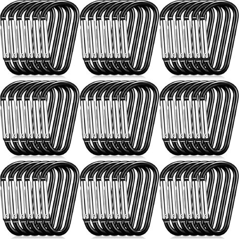 Shimeyao 180 Pcs 1.8" Small Aluminum Clip Keychain Buckle Clip Bulk Mini Aluminum D Ring Shape Small Lock Spring Snap Hook in Kuwait