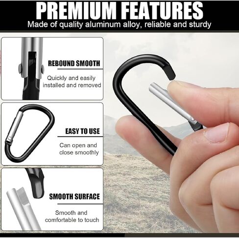 Shimeyao 180 Pcs 1.8" Small Aluminum Clip Keychain Buckle Clip Bulk Mini Aluminum D Ring Shape Small Lock Spring Snap Hook in Kuwait