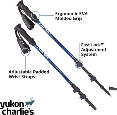 Yukon Charlie's Advanced Trekking Poles, Fast Lock Adjustment System, Trekking and Snow Baskets Included in Kuwait