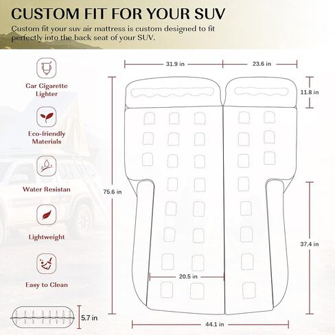 XYLOTO SUV Air Mattress for Car Camping, Thickened Inflatable Car Camping Bed with Air Pump Portable Sleeping Pad Mattress for Home Car Travel. in Saudi Arabia