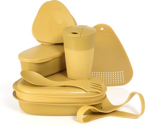 Light My Fire Camping Mess Kit - 8 pcs Mess Kit for Camping 1 Person - Reusable Camping Plates and Utensils - BPA Free Lunch Box to Go with Cutlery - Camping Dishes/Hiking Mess Kit/Bento Box in Kuwait