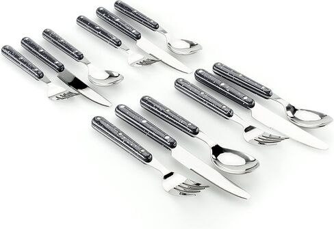 GSI Outdoors Pioneer 12 Piece Cutlery Set I Enameled Steel Flatware Set for Camping, Cabin & RV - Black in Saudi Arabia
