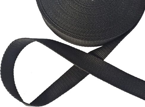 Yo Yo Cotton Webbing 1 Inch 10 Yards Mediumweight Polyester Cotton Webbing Strap for Cloth Tote Bags Leash Straps Crafts Outdoor Accessories (1 Inch --10 Yards, 050143 Black) in Kuwait