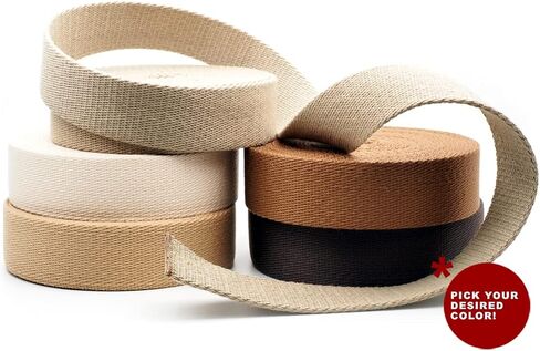 CRAFTMEMORE Heavy Cotton Webbing - Straps for Arts and Crafts, Luxury Bag Strap High Density Webbing (1 1/2 Inch x 2 Yards, Beige) in Kuwait