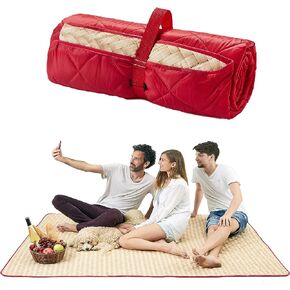 بطانية لحاف نزهة كبيرة جدًا من كاندي قصب (78 بوصة × 56 بوصة)، للاستخدام في الهواء الطلق، والتخييم، وبطانية شاطئ مقاومة للرمال، سجادة حديقة بتصميم أنيق من القش، قابلة للطي، محمولة، يمكن غسلها في الغسالة in Kuwait