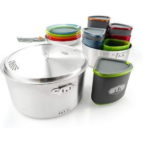 GSI Outdoors Glacier Stainless Camper 4 Person Packable Cookware & Dinnerware Set for Camping or Backpacking in Saudi Arabia
