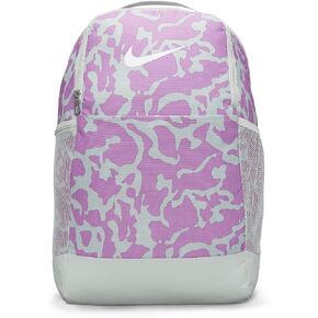 Nike Womens Brasilia Printed Backpack Light Silver/Rush Fuchsia/White in Saudi Arabia