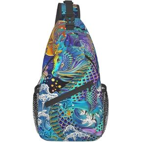 MANQINF Cool Chinese Dragon Sling Bag,Casual Crossbody Backpack Shoulder Chest Bag for Women Men Travel Hiking Daypack in Kuwait