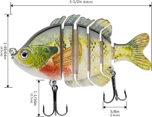 BASSDASH SwimPanfish Multi Jointed Panfish Bluegill Swimbaits Hard Topwater Bass Lures Fishing Lure Crank Saltwater 3.5in/0.85oz in Kuwait