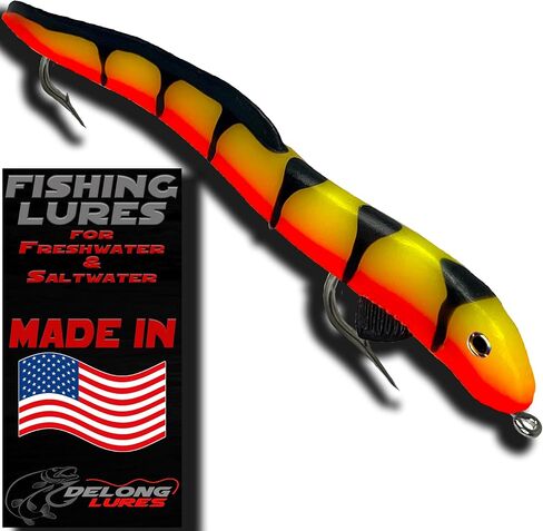 Delong Lures 8 بوصات Jerk Bait KILR EEL طُعم صيد الأسماك في المياه العذبة أو بايك الشمالي أو طُعم الصيد المسكي، طعوم بلاستيكية ناعمة للمياه المالحة، طُعم صيد السمك الانزلاقي، طُعم ثعبان البحر الناعم للجسم in Kuwait