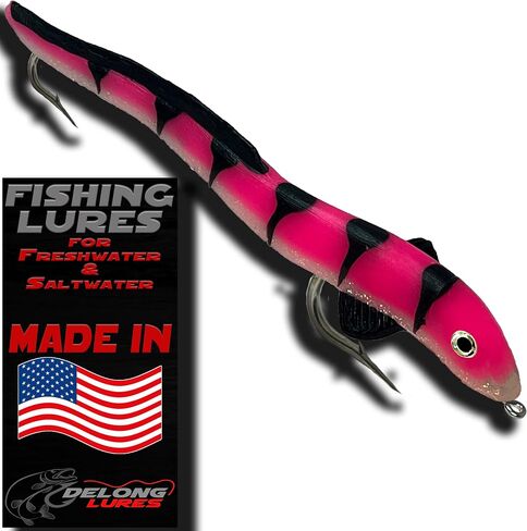 Delong Lures 8 بوصات Jerk Bait KILR EEL طُعم صيد الأسماك في المياه العذبة أو بايك الشمالي أو طُعم الصيد المسكي، طعوم بلاستيكية ناعمة للمياه المالحة، طُعم صيد السمك الانزلاقي، طُعم ثعبان البحر الناعم للجسم in Kuwait