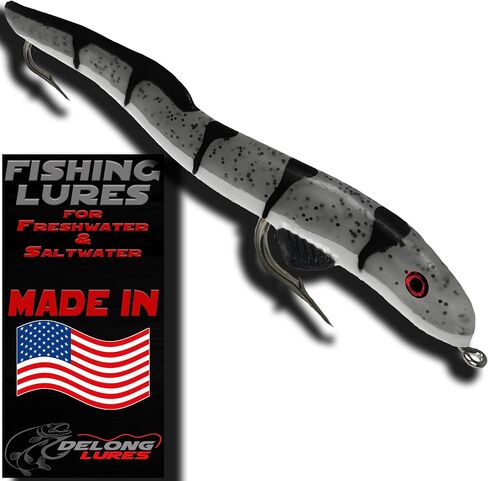 Delong Lures 8 بوصات Jerk Bait KILR EEL طُعم صيد الأسماك في المياه العذبة أو بايك الشمالي أو طُعم الصيد المسكي، طعوم بلاستيكية ناعمة للمياه المالحة، طُعم صيد السمك الانزلاقي، طُعم ثعبان البحر الناعم للجسم in Kuwait