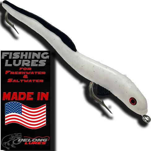 Delong Lures 8 بوصات Jerk Bait KILR EEL طُعم صيد الأسماك في المياه العذبة أو بايك الشمالي أو طُعم الصيد المسكي، طعوم بلاستيكية ناعمة للمياه المالحة، طُعم صيد السمك الانزلاقي، طُعم ثعبان البحر الناعم للجسم in Kuwait