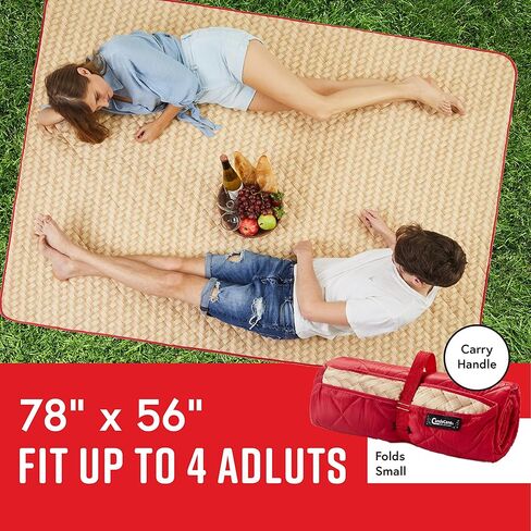 بطانية لحاف نزهة كبيرة جدًا من كاندي قصب (78 بوصة × 56 بوصة)، للاستخدام في الهواء الطلق، والتخييم، وبطانية شاطئ مقاومة للرمال، سجادة حديقة بتصميم أنيق من القش، قابلة للطي، محمولة، يمكن غسلها في الغسالة in Kuwait