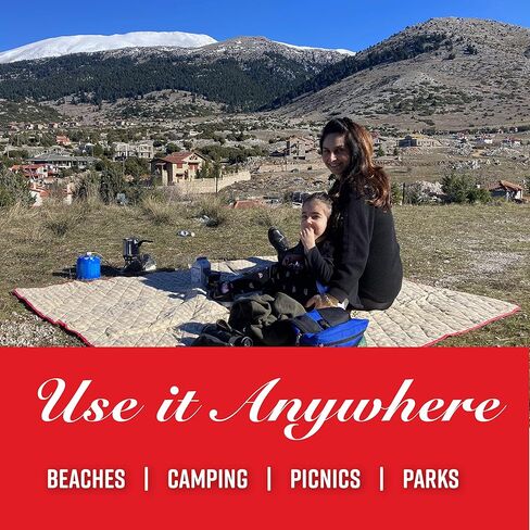 بطانية لحاف نزهة كبيرة جدًا من كاندي قصب (78 بوصة × 56 بوصة)، للاستخدام في الهواء الطلق، والتخييم، وبطانية شاطئ مقاومة للرمال، سجادة حديقة بتصميم أنيق من القش، قابلة للطي، محمولة، يمكن غسلها في الغسالة in Kuwait