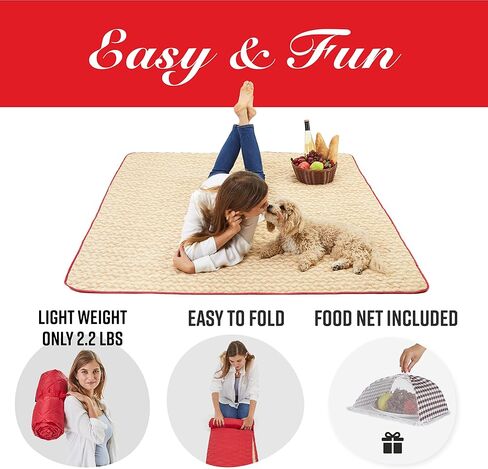 بطانية لحاف نزهة كبيرة جدًا من كاندي قصب (78 بوصة × 56 بوصة)، للاستخدام في الهواء الطلق، والتخييم، وبطانية شاطئ مقاومة للرمال، سجادة حديقة بتصميم أنيق من القش، قابلة للطي، محمولة، يمكن غسلها في الغسالة in Kuwait