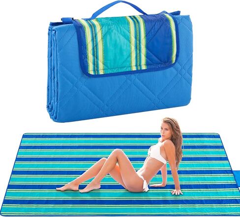 بطانية بيرتي للنزهات الخارجية، بطانية شاطئ كبيرة جدًا، سجادة قابلة للطي خفيفة الوزن ومقاومة للماء وخالية من الرمال، سجادة لعب للأطفال في الأماكن المغلقة in Kuwait