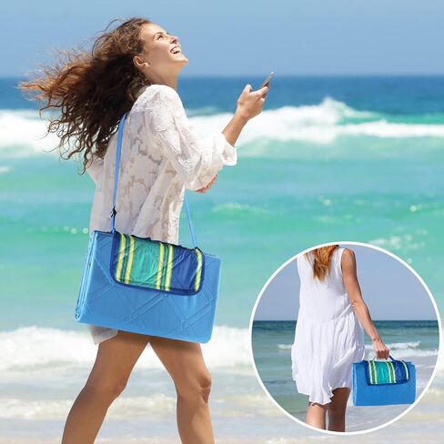 بطانية بيرتي للنزهات الخارجية، بطانية شاطئ كبيرة جدًا، سجادة قابلة للطي خفيفة الوزن ومقاومة للماء وخالية من الرمال، سجادة لعب للأطفال في الأماكن المغلقة in Kuwait