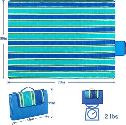 بطانية بيرتي للنزهات الخارجية، بطانية شاطئ كبيرة جدًا، سجادة قابلة للطي خفيفة الوزن ومقاومة للماء وخالية من الرمال، سجادة لعب للأطفال في الأماكن المغلقة in Kuwait