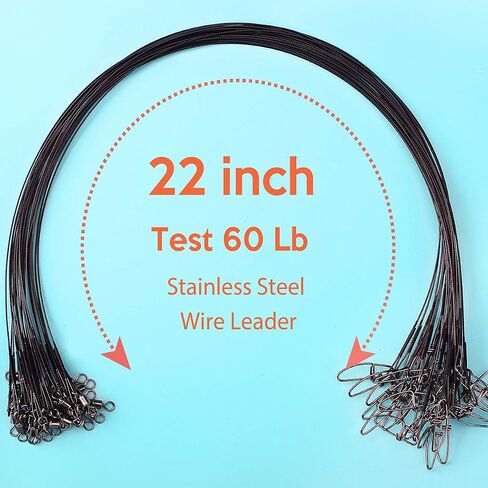 Scotank Fishing Leaders, Fish Line Stainless Steel Wire with Swivels Snap Connect Fishing Gear and Equipment Tackle Kit, for Lures Bait Rig Or Hooks, Fishing Gift in Kuwait