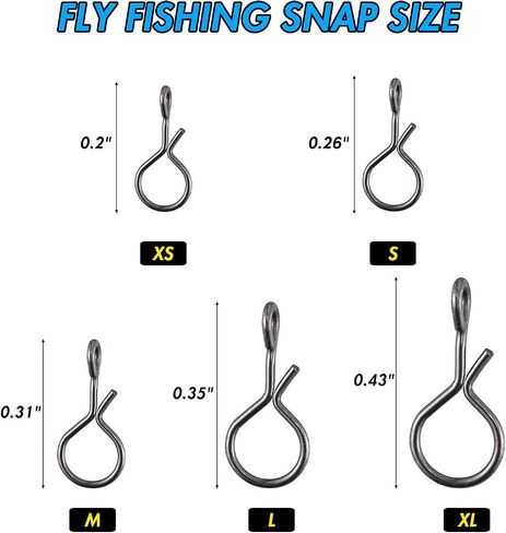 Alwonder 150PCS/Box Fly Fishing Snap, 5 Sizes Stainless Steel Quick Change Lure Snaps No Knot Snap Quick Snap Fast Snap Lure Connector for Jigs Lures Fishing Clips Swivels Fishing Tackle in Kuwait