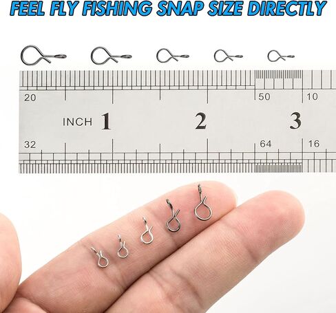 Alwonder 150PCS/Box Fly Fishing Snap, 5 Sizes Stainless Steel Quick Change Lure Snaps No Knot Snap Quick Snap Fast Snap Lure Connector for Jigs Lures Fishing Clips Swivels Fishing Tackle in Kuwait