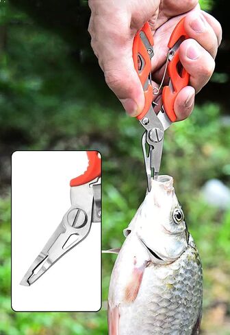 tzoxal Fishing Pliers Stainless Steel Fish Hook Remover, Saltwater Resistant Fishing Braid Scissors Braided Line Cutter, Split Ring Opener Fishing Tools in Saudi Arabia