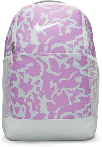 Nike Womens Brasilia Printed Backpack Light Silver/Rush Fuchsia/White in Saudi Arabia