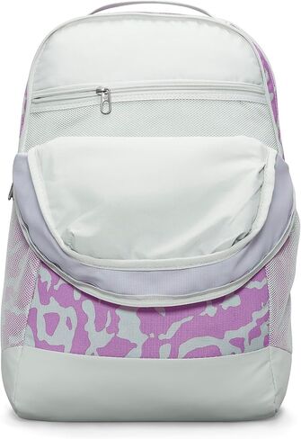 Nike Womens Brasilia Printed Backpack Light Silver/Rush Fuchsia/White in Saudi Arabia