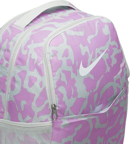 Nike Womens Brasilia Printed Backpack Light Silver/Rush Fuchsia/White in Saudi Arabia