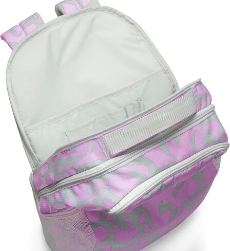 Nike Womens Brasilia Printed Backpack Light Silver/Rush Fuchsia/White in Saudi Arabia