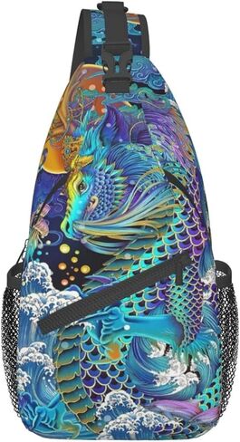 MANQINF Cool Chinese Dragon Sling Bag,Casual Crossbody Backpack Shoulder Chest Bag for Women Men Travel Hiking Daypack in Kuwait