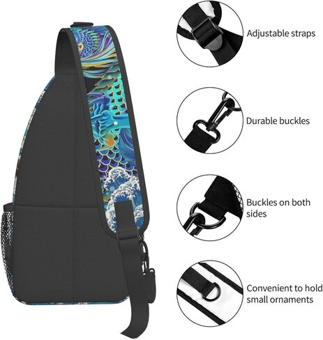 MANQINF Cool Chinese Dragon Sling Bag,Casual Crossbody Backpack Shoulder Chest Bag for Women Men Travel Hiking Daypack in Kuwait