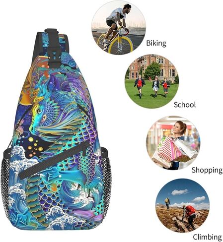 MANQINF Cool Chinese Dragon Sling Bag,Casual Crossbody Backpack Shoulder Chest Bag for Women Men Travel Hiking Daypack in Kuwait