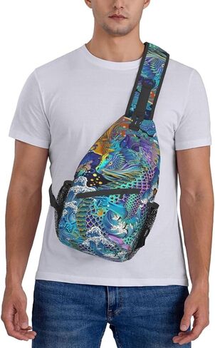 MANQINF Cool Chinese Dragon Sling Bag,Casual Crossbody Backpack Shoulder Chest Bag for Women Men Travel Hiking Daypack in Kuwait