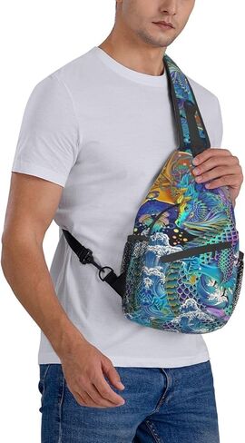 MANQINF Cool Chinese Dragon Sling Bag,Casual Crossbody Backpack Shoulder Chest Bag for Women Men Travel Hiking Daypack in Kuwait