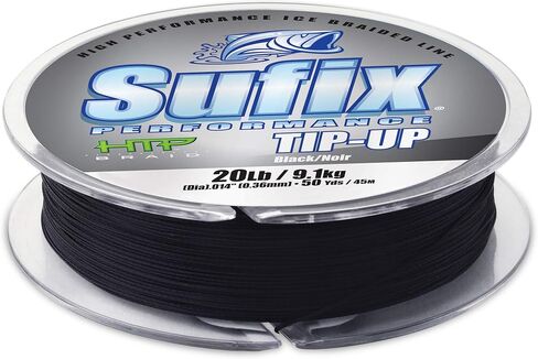 Sufix Performance 50-Yards Spool Size Tip Up Ice Braid Line (Black, 20-Pound) in Saudi Arabia