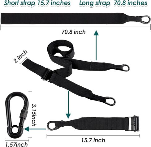 Heavy Duty Lineman Climbing Strap, Black Universal Tree Stand Harness, Linemans Rope With 2 Adjustable Metal Hooks, Safety Tree Climbing Belt Gear Equipment for Hunting Tree Work Tree Cutting in Kuwait