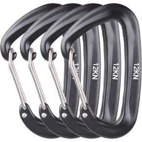 Azarxis Carabiner Clips, 12 25 kN Aluminium D Ring Heavy Duty Lightweight Caribeaners for Hammock, Camping, Hiking, Outdoor, Gym, Dog Leash, Backpack, Harness