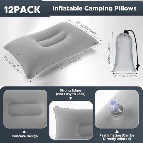 Qunclay 12 Pack Inflatable Camping Pillow with Storage Bags Ultralight Compressible Inflatable Pillow Blow up Compact Camping Travel Pillow for Backpacking Sleeping Summer Hiking Camp in Saudi Arabia